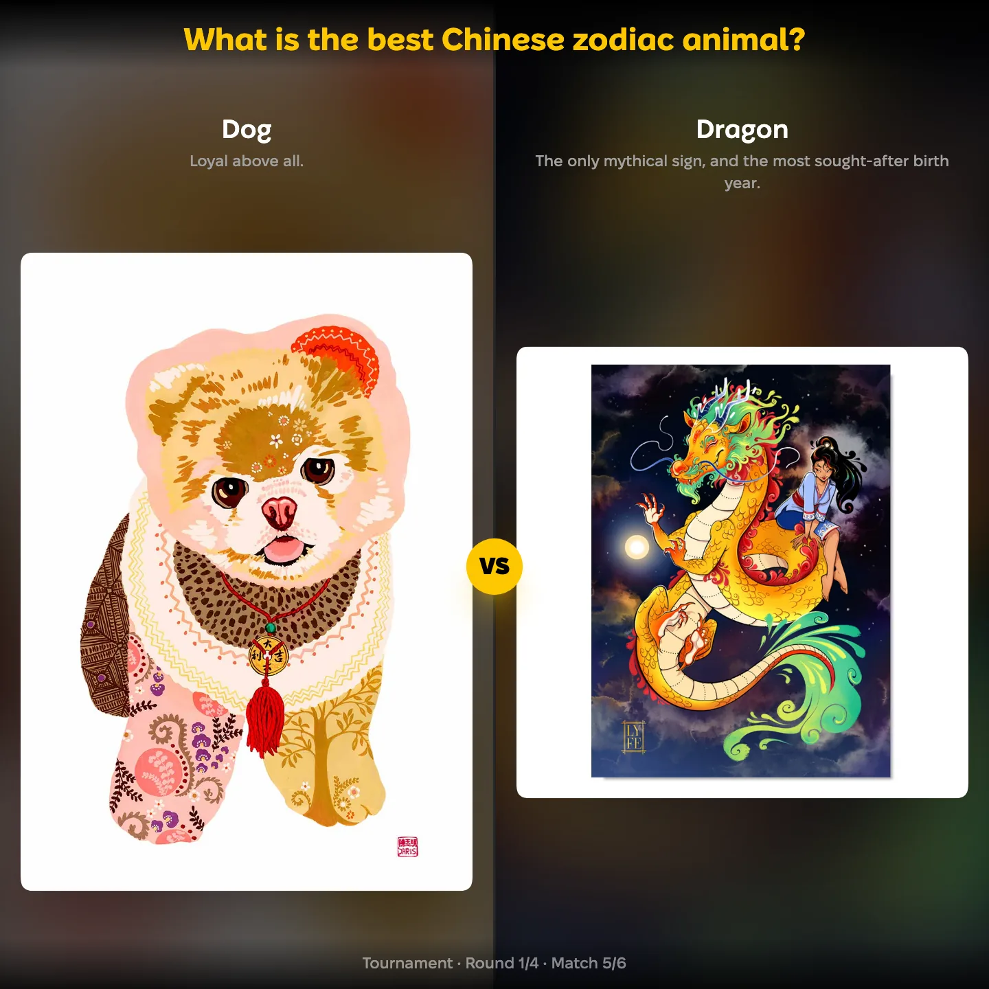 The best Chinese zodiac animal ranking, with Dog against Dragon and no cat on the list