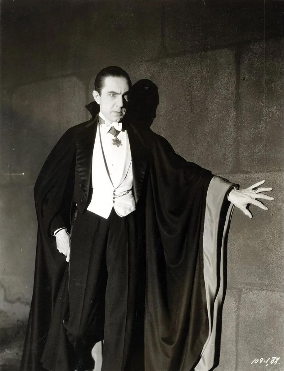 Bela Lugosi in the cape as Count Dracula, Universal Studios publicity photograph, 1931