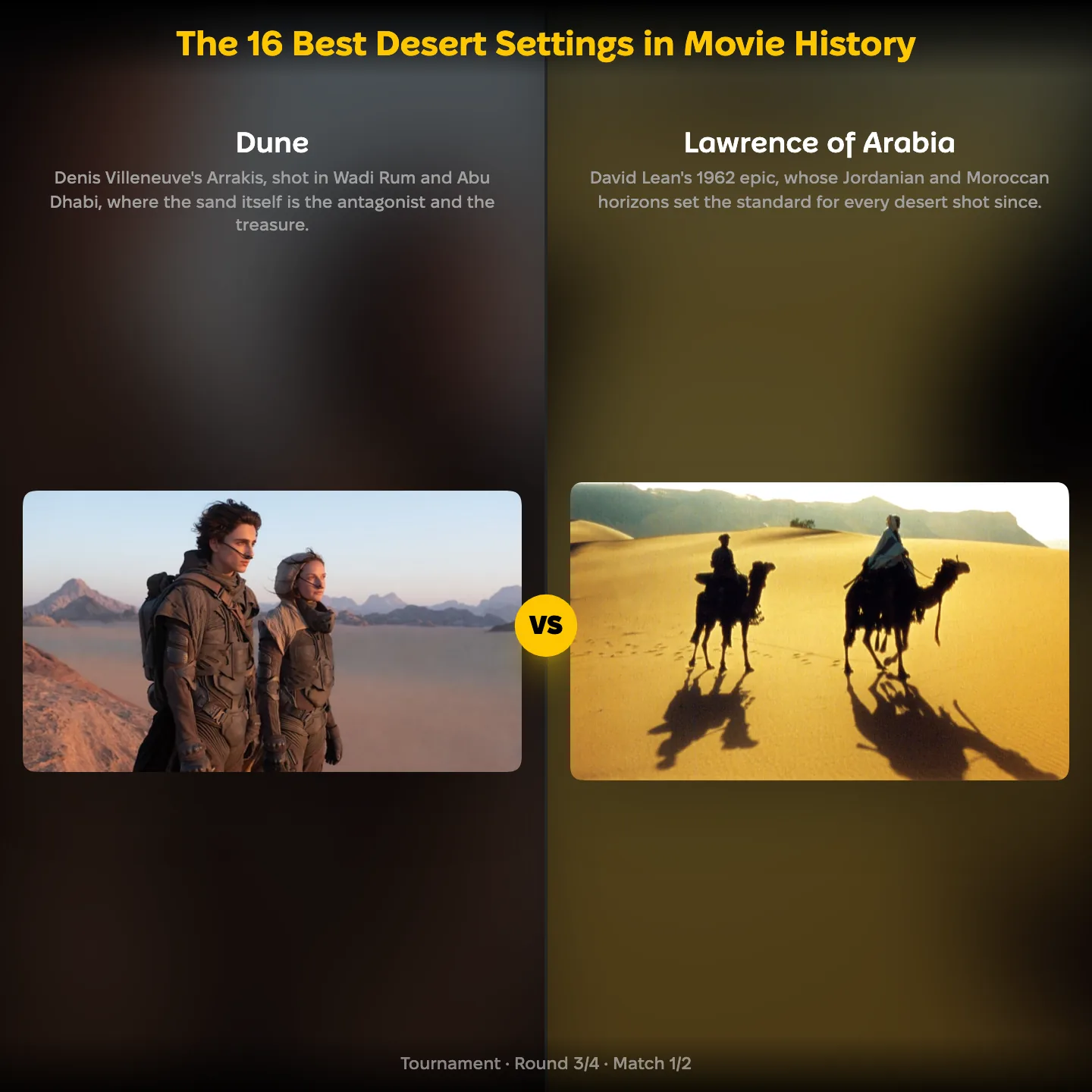 The 16 best desert settings in movie history ranked, with Dune against Lawrence of Arabia