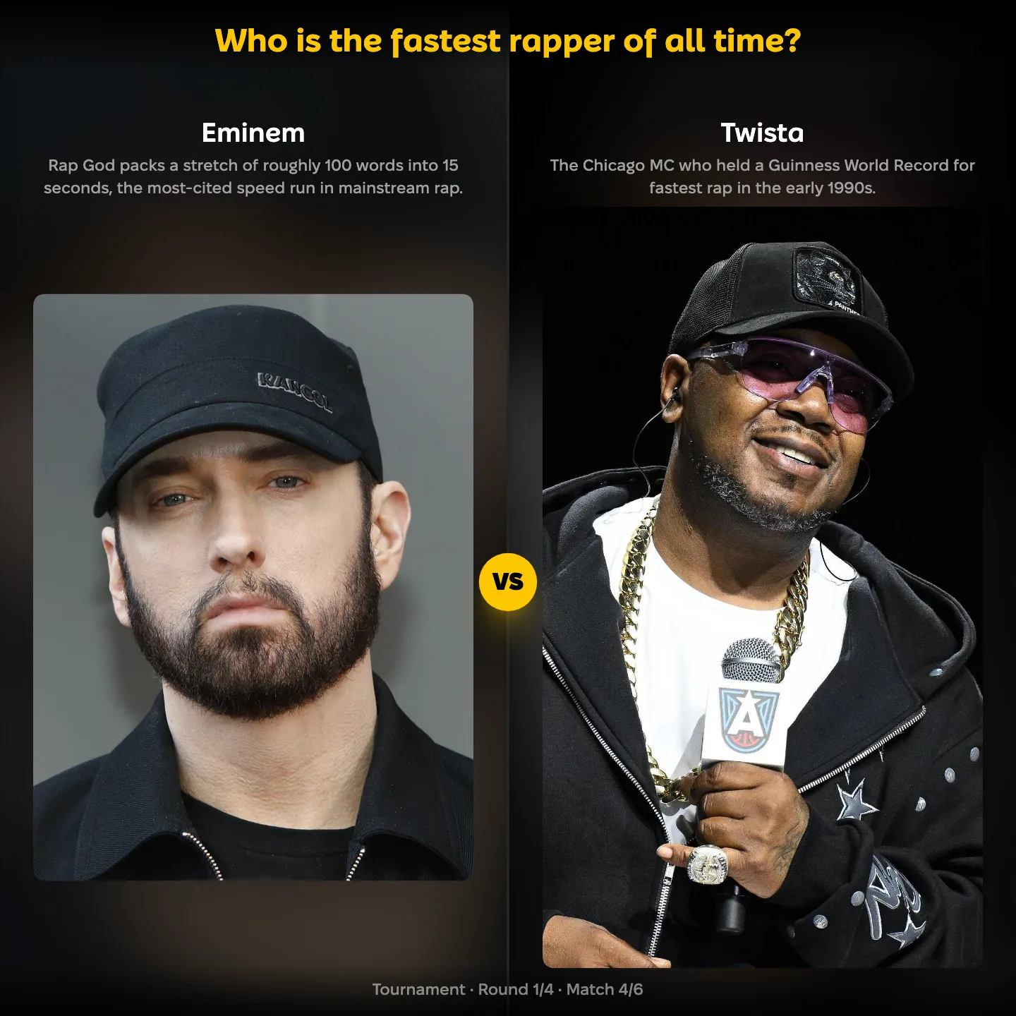 Fastest rapper of all time — Eminem against Twista