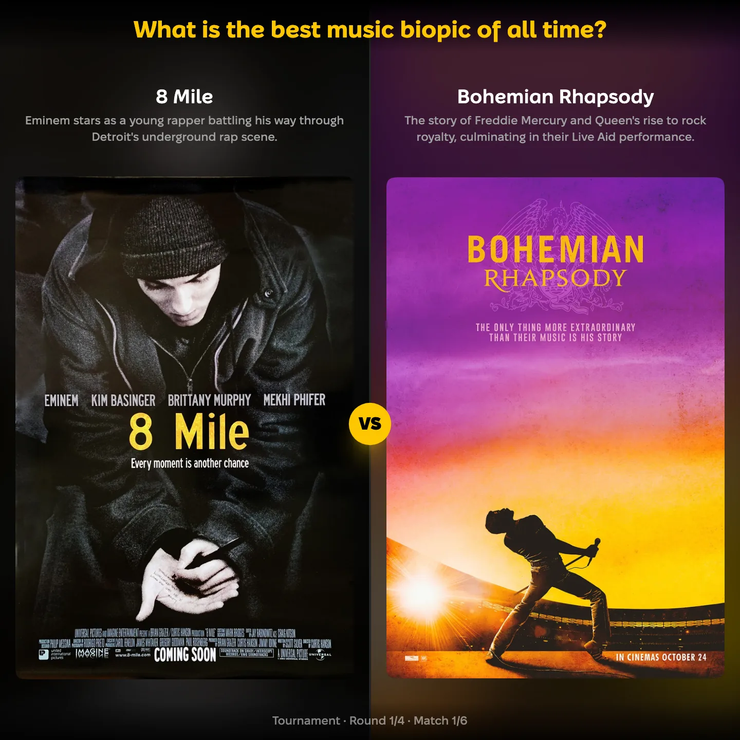 Best music biopic of all time — 8 Mile against Bohemian Rhapsody