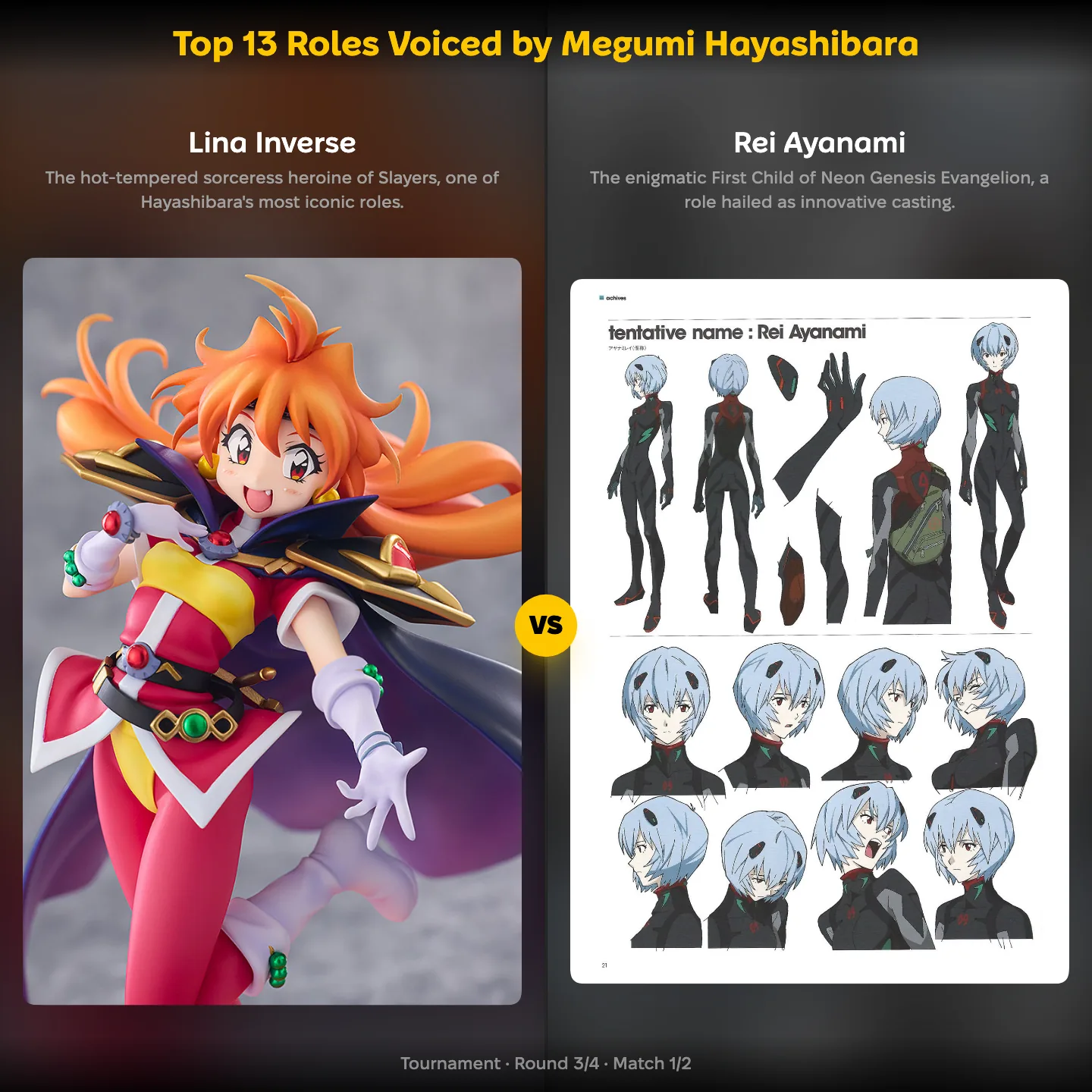 Top 13 roles voiced by Megumi Hayashibara ranked, with Lina Inverse against Rei Ayanami