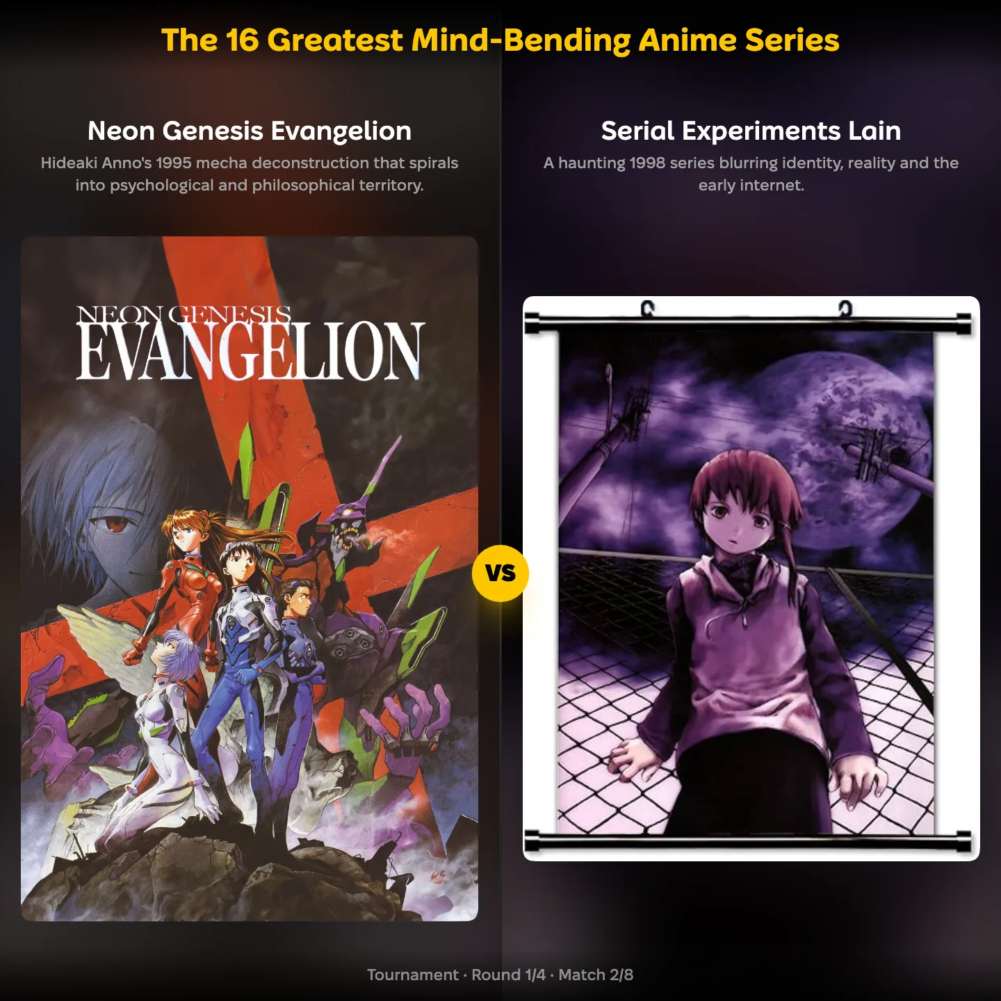 The 16 greatest mind-bending anime series ranked, with Neon Genesis Evangelion against Serial Experiments Lain