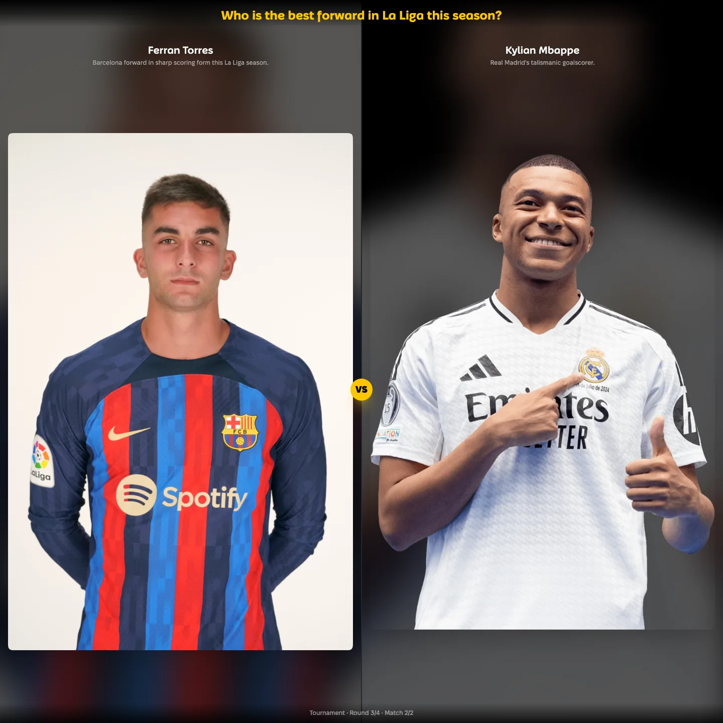 Best forward in La Liga this season ranking, Ferran Torres in a matchup against Kylian Mbappé