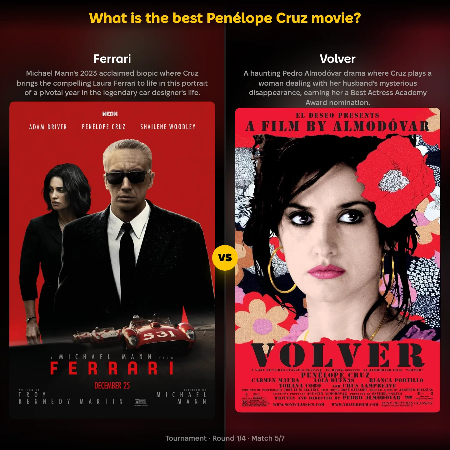 Best Penelope Cruz movie ranked, with Ferrari against Volver