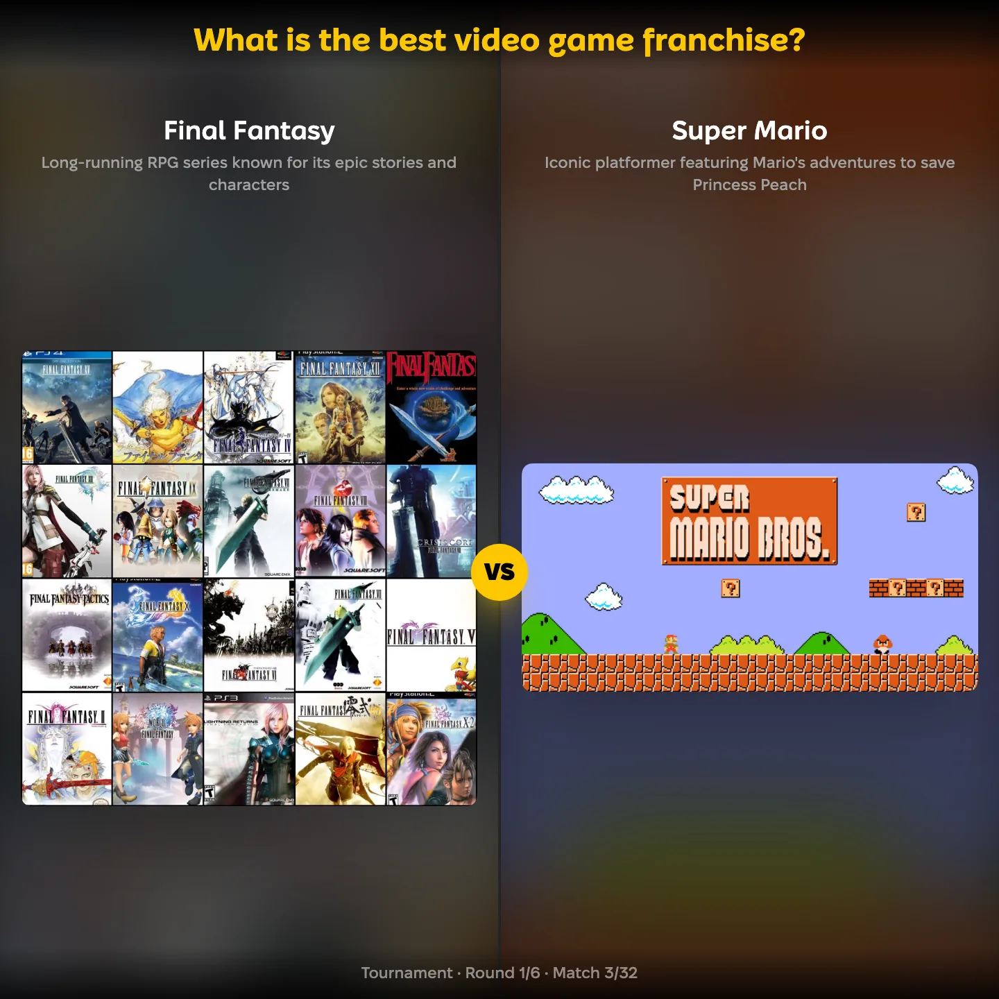 The best video game franchise ranked, with Final Fantasy up against Super Mario