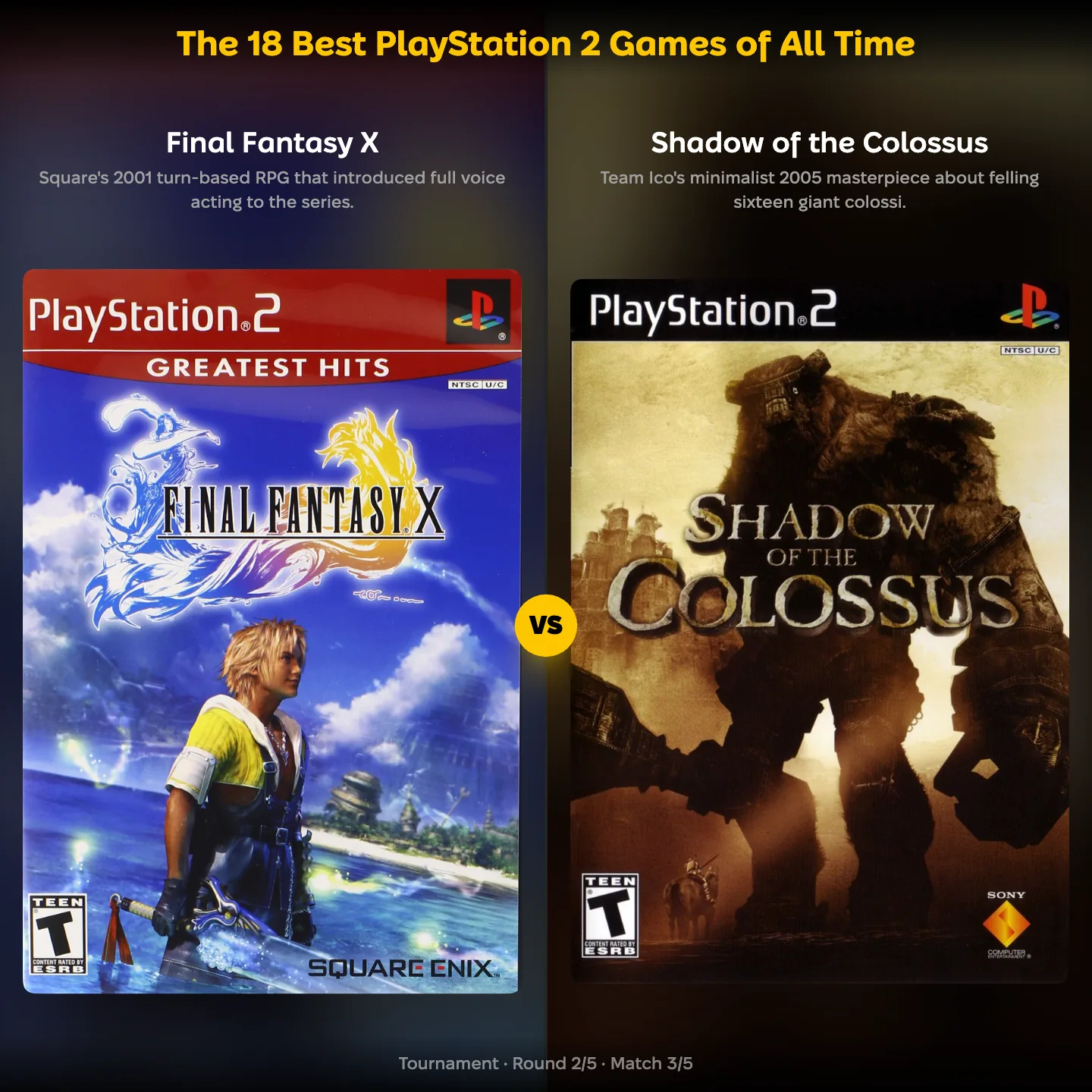 The 18 best PlayStation 2 games of all time ranked, with Final Fantasy X against Shadow of the Colossus