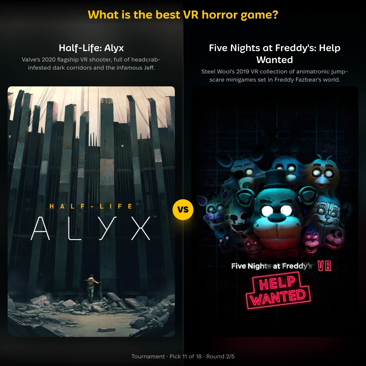 The best VR horror game ranked: Half-Life: Alyx against Five Nights at Freddy's: Help Wanted