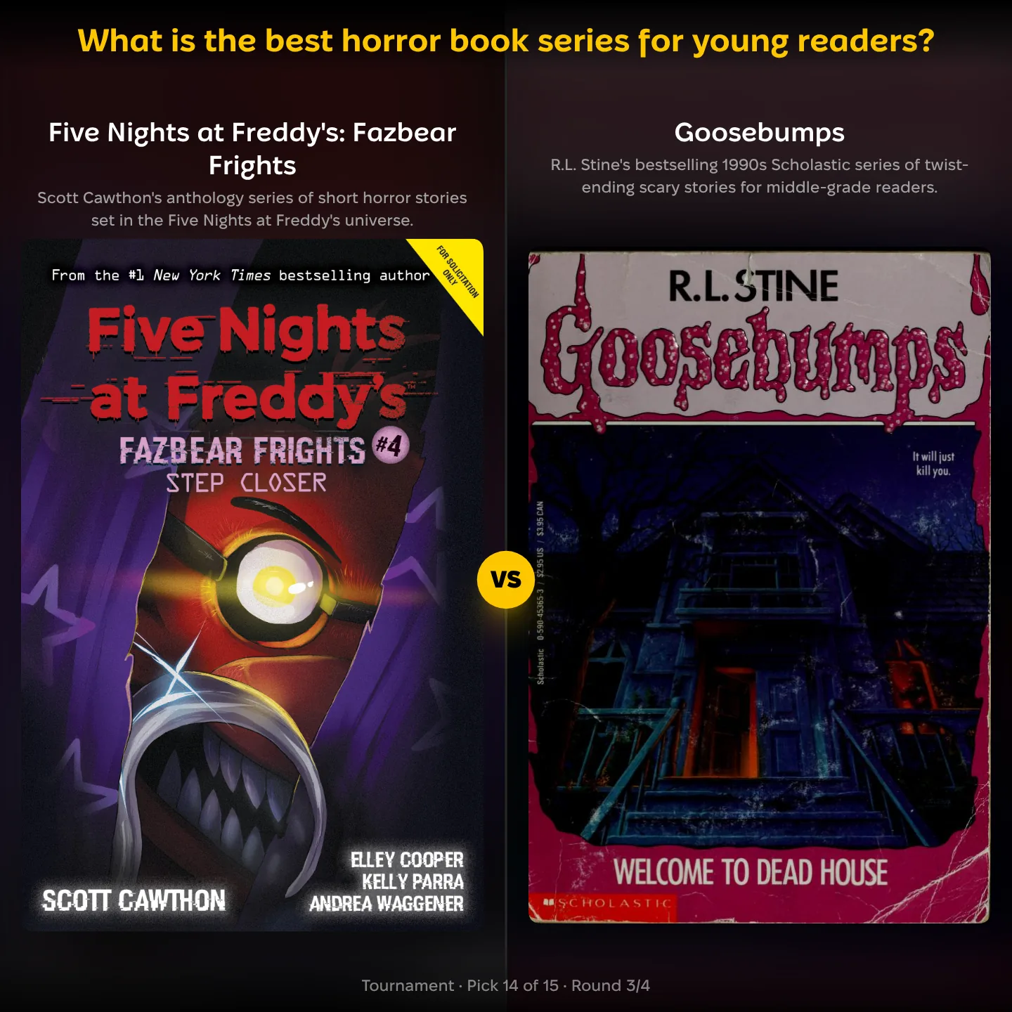 The best horror book series for young readers: Five Nights at Freddy's: Fazbear Frights against Goosebumps