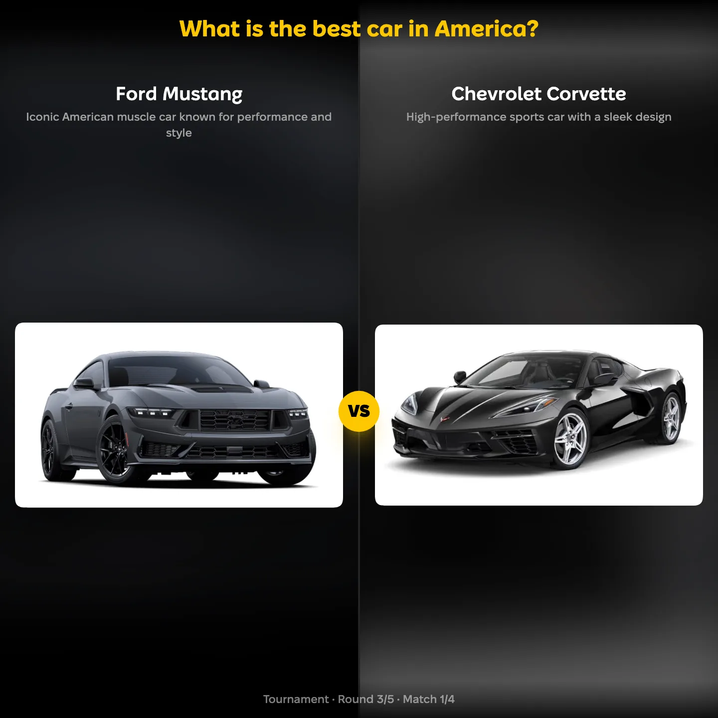 The best car in America ranked, with the Ford Mustang against the Chevrolet Corvette