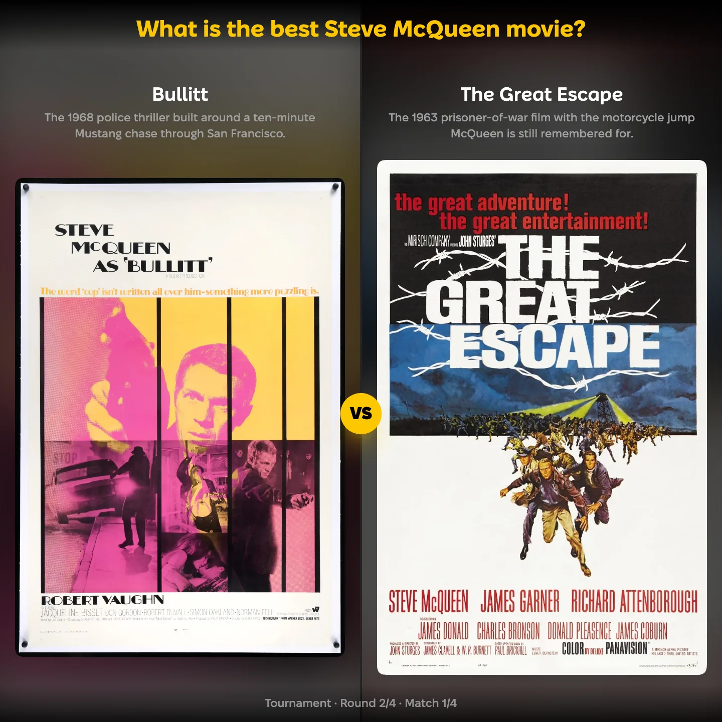 The best Steve McQueen movie ranked, with Bullitt against The Great Escape
