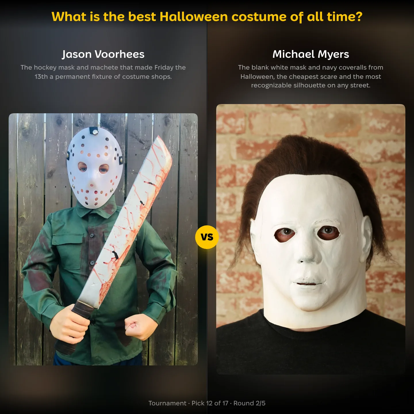 The best Halloween costumes ranked, Jason Voorhees against Michael Myers