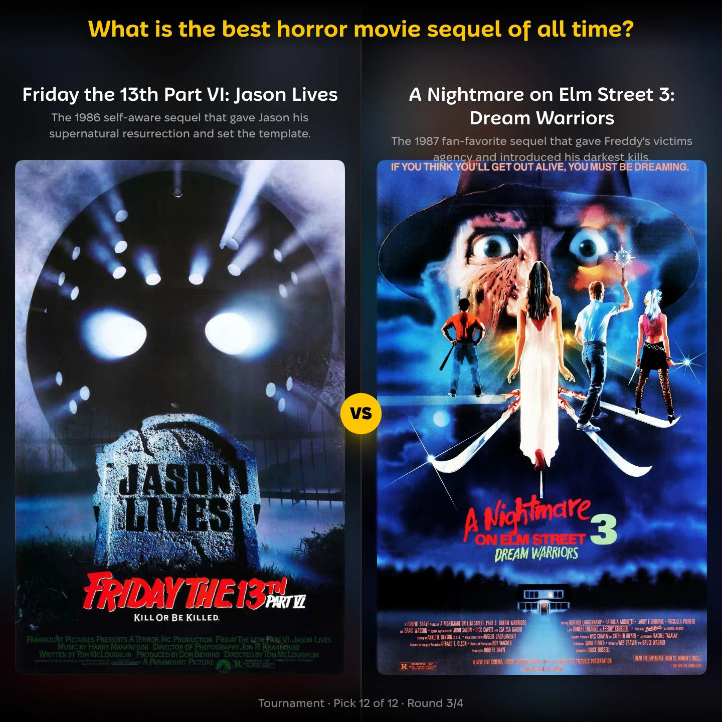 The best horror movie sequels ranked, Friday the 13th Part VI Jason Lives against Dream Warriors