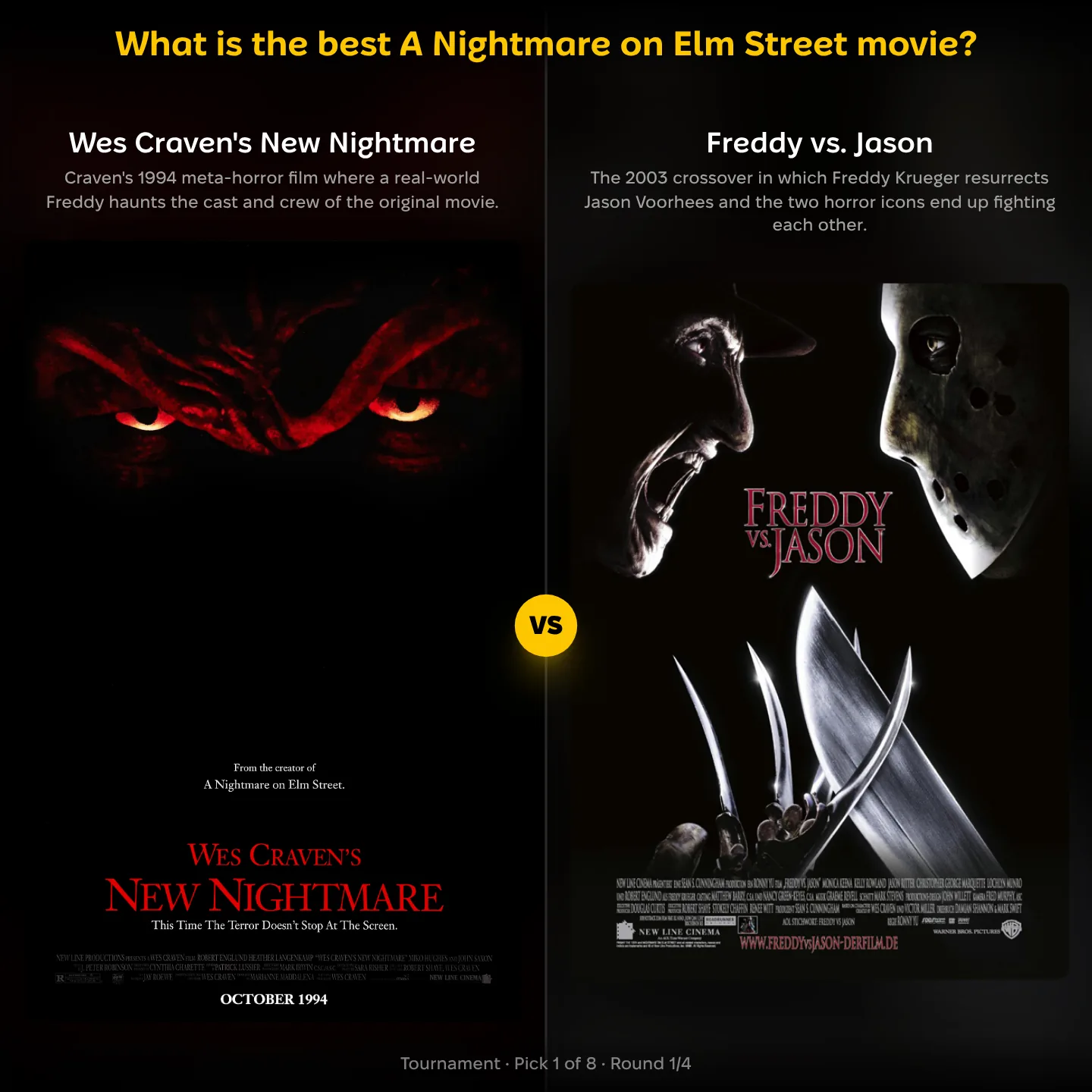Every Freddy Krueger film ranked, New Nightmare against Freddy vs. Jason