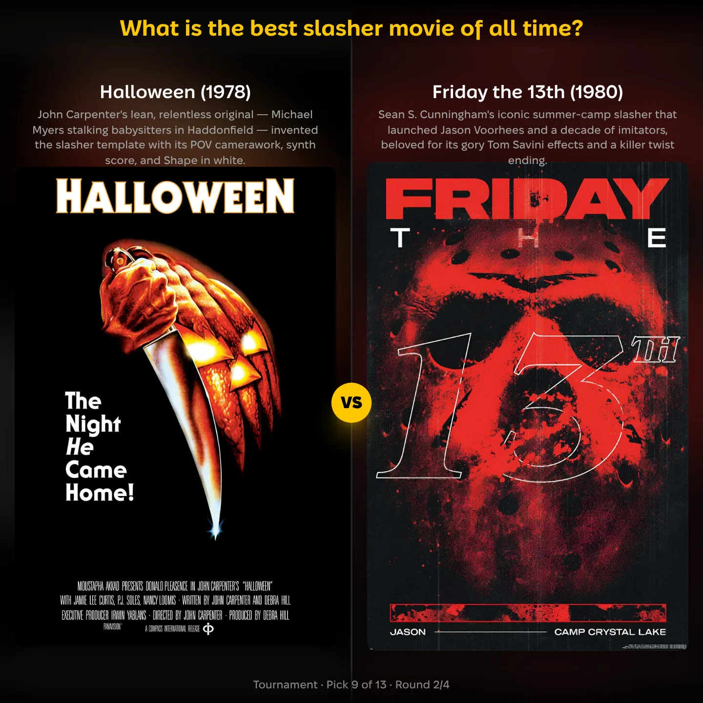 The best slasher movies ranked, Halloween 1978 against Friday the 13th 1980