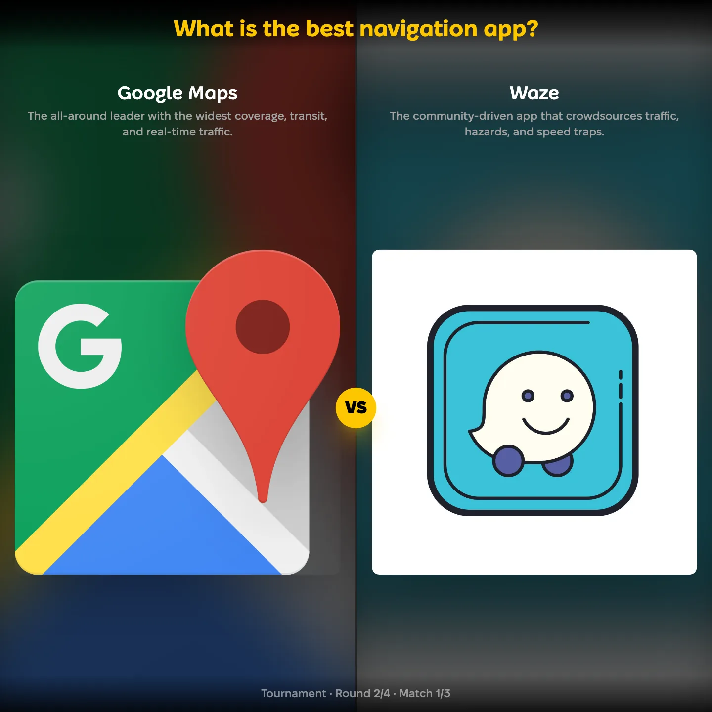 The best navigation app ranking, with Google Maps against Waze