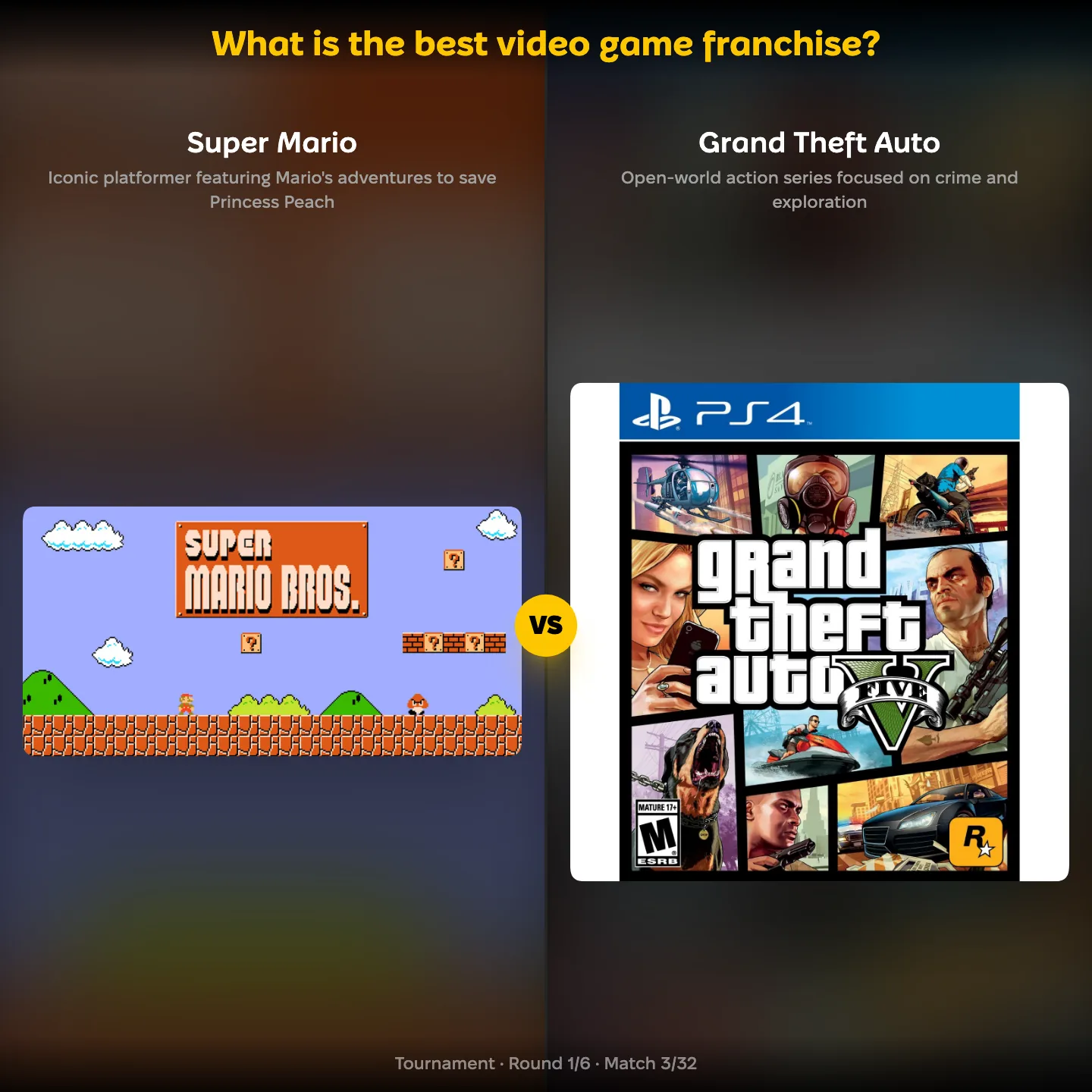 The best video game franchise ranked, with Super Mario against Grand Theft Auto