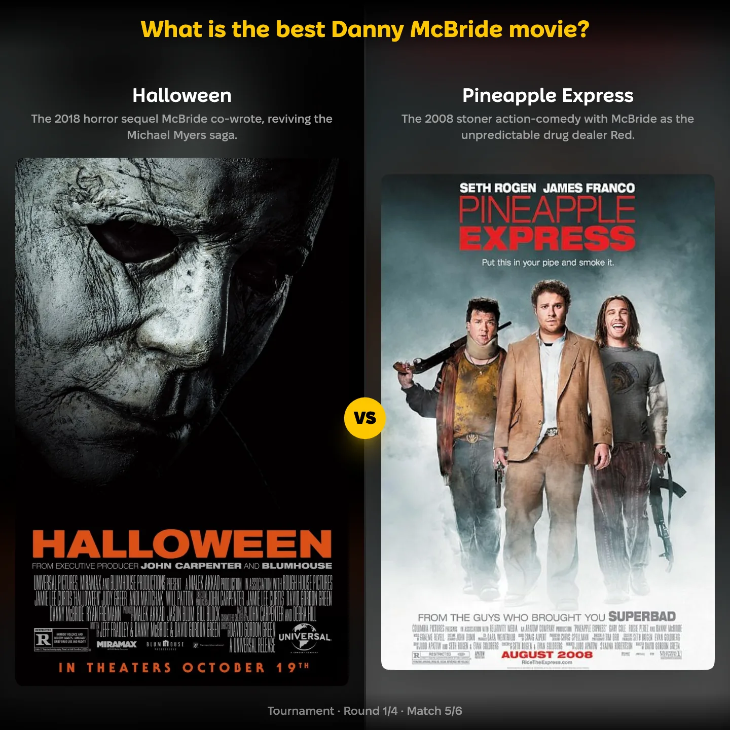 The best Danny McBride movie ranked, with Halloween against Pineapple Express