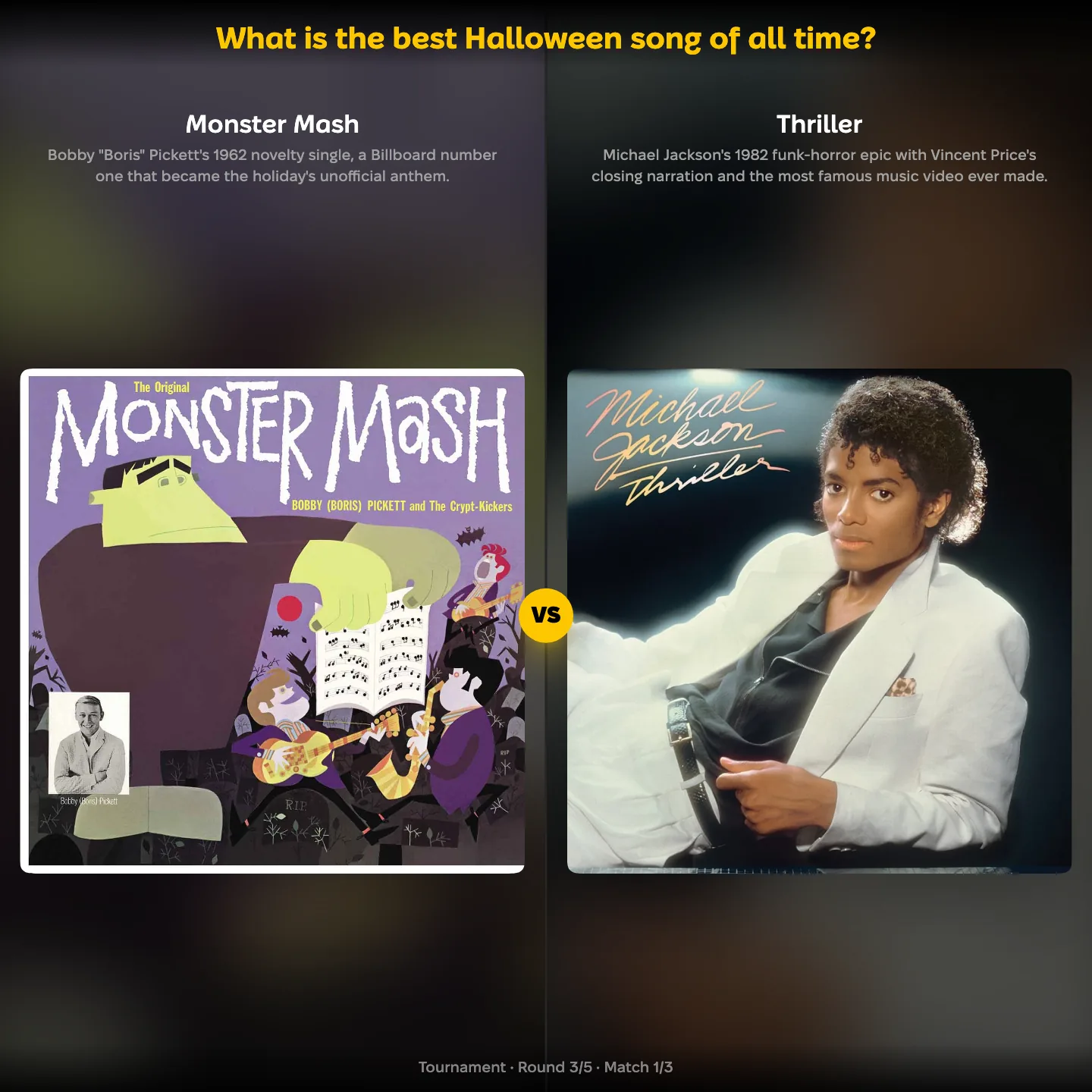 The best Halloween song ranked, with Monster Mash against Michael Jackson's Thriller