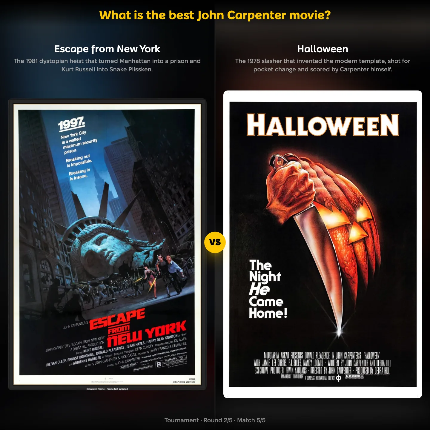 The best John Carpenter movie ranked, with Halloween against The Thing