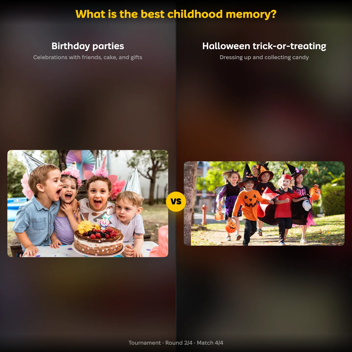 The best childhood memory ranked, with Halloween trick-or-treating against birthday parties