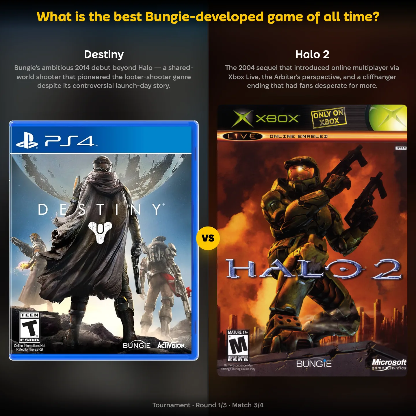 The best Bungie-developed game of all time ranked, with Halo 2 against Destiny