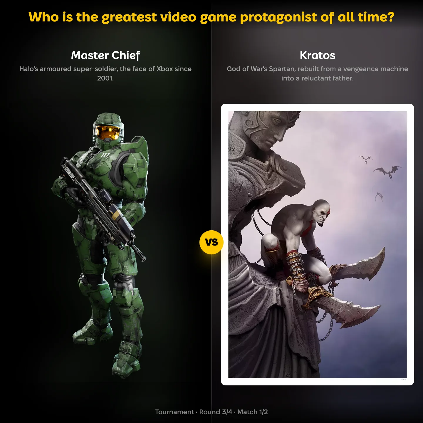 The greatest video game protagonist of all time ranked, with Master Chief from Halo against Kratos
