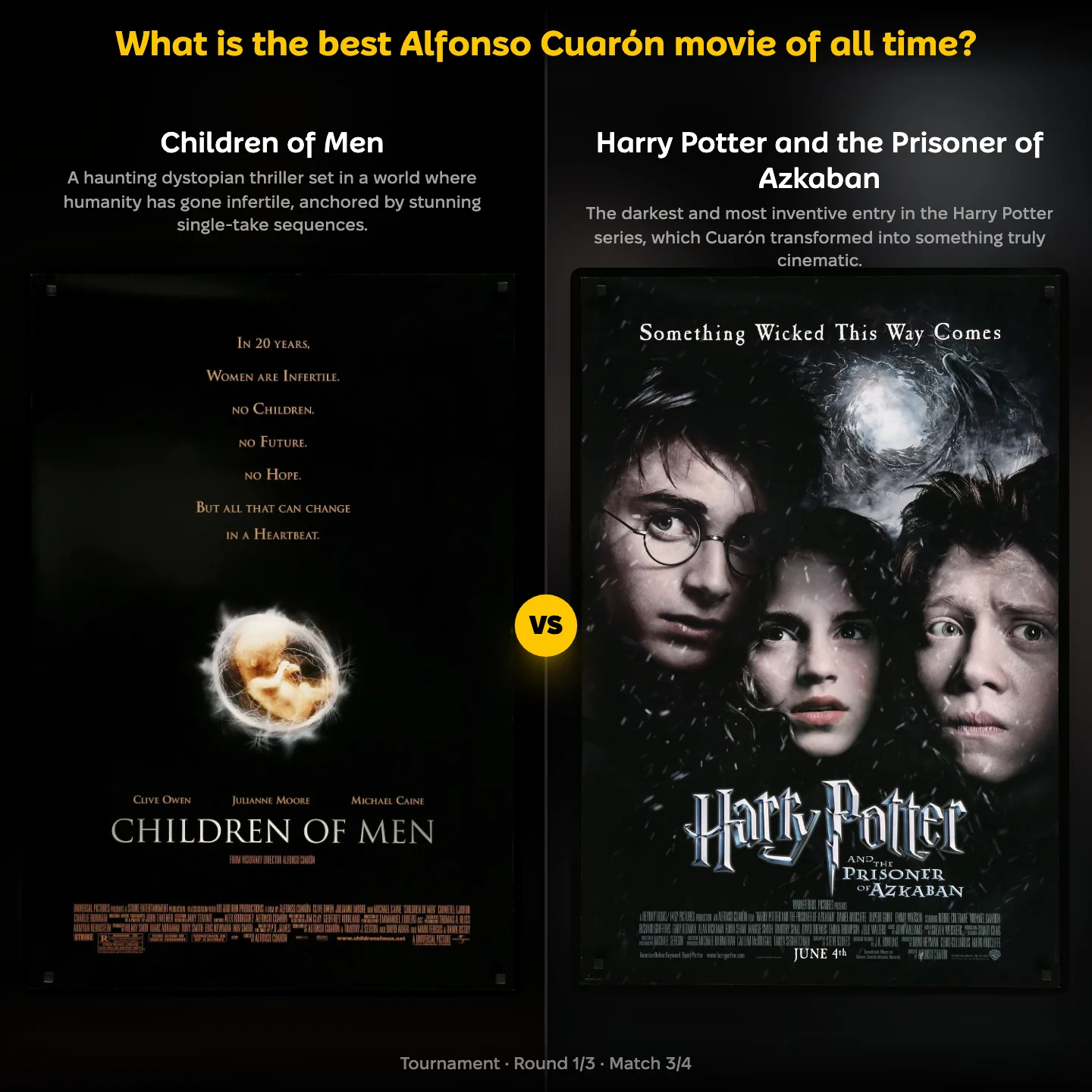 The best Alfonso Cuarón movie ranked — Harry Potter and the Prisoner of Azkaban against Children of Men