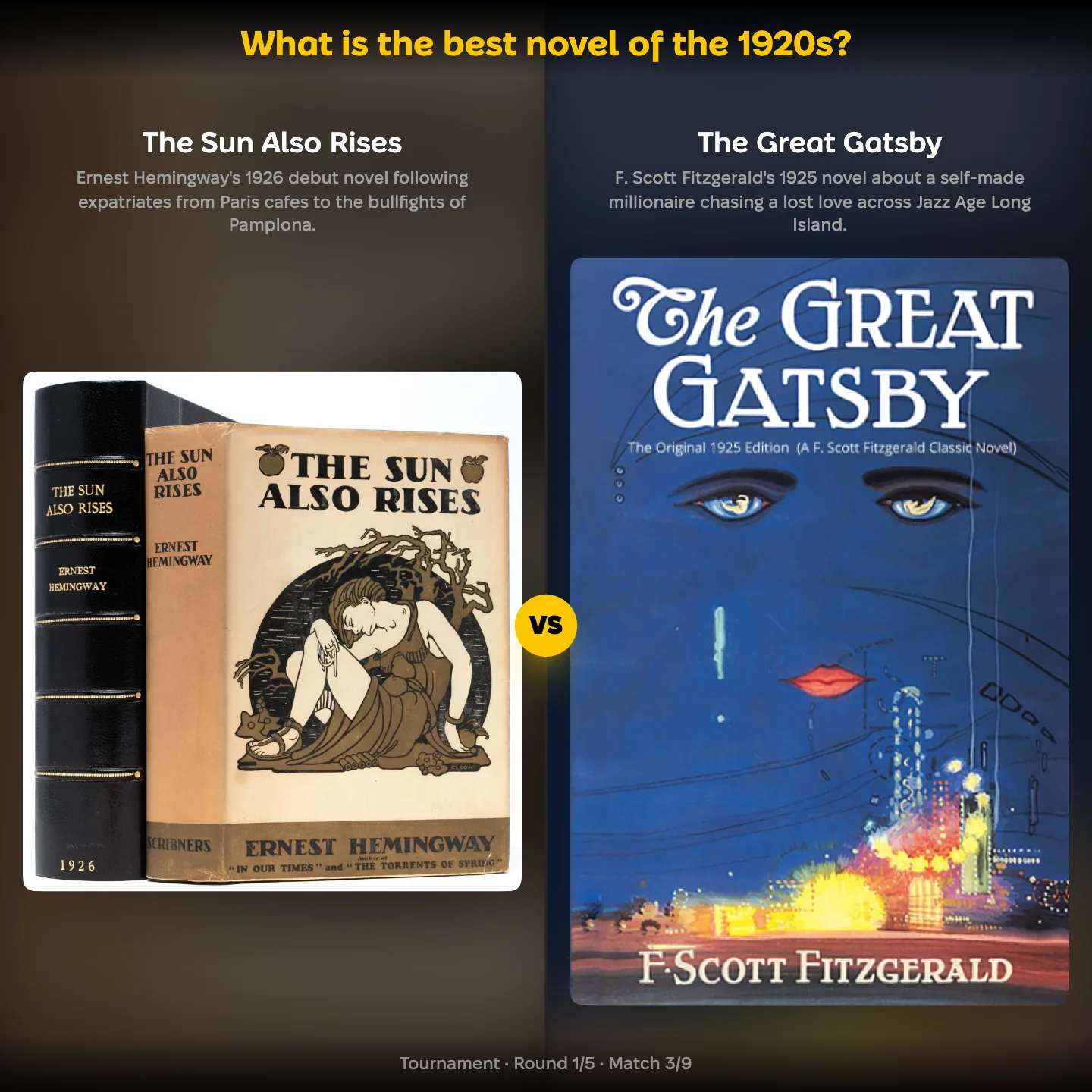 The best novel of the 1920s ranked, with The Sun Also Rises against The Great Gatsby