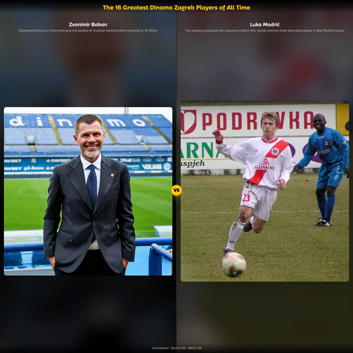 The greatest Dinamo Zagreb players of all time ranked — Zvonimir Boban against a young Luka Modrić