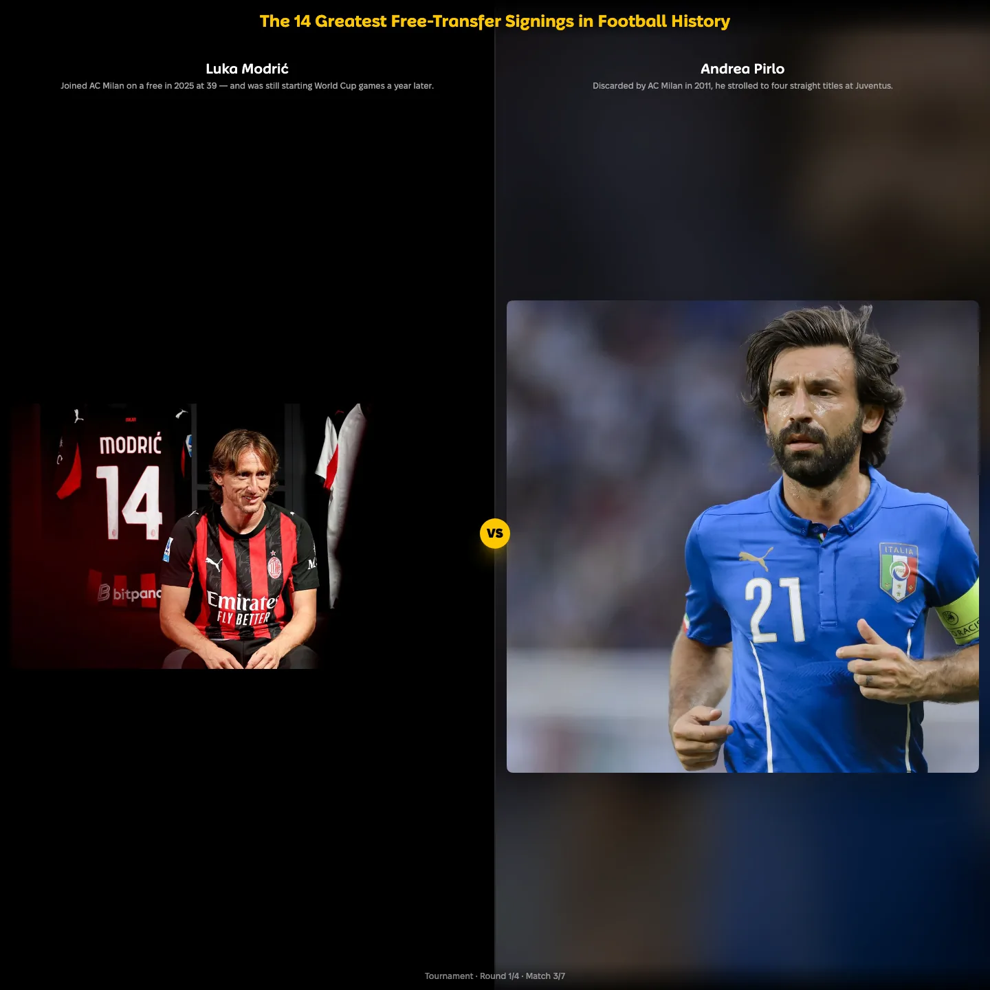 The greatest free-transfer signings in football history ranked — Luka Modrić against Andrea Pirlo