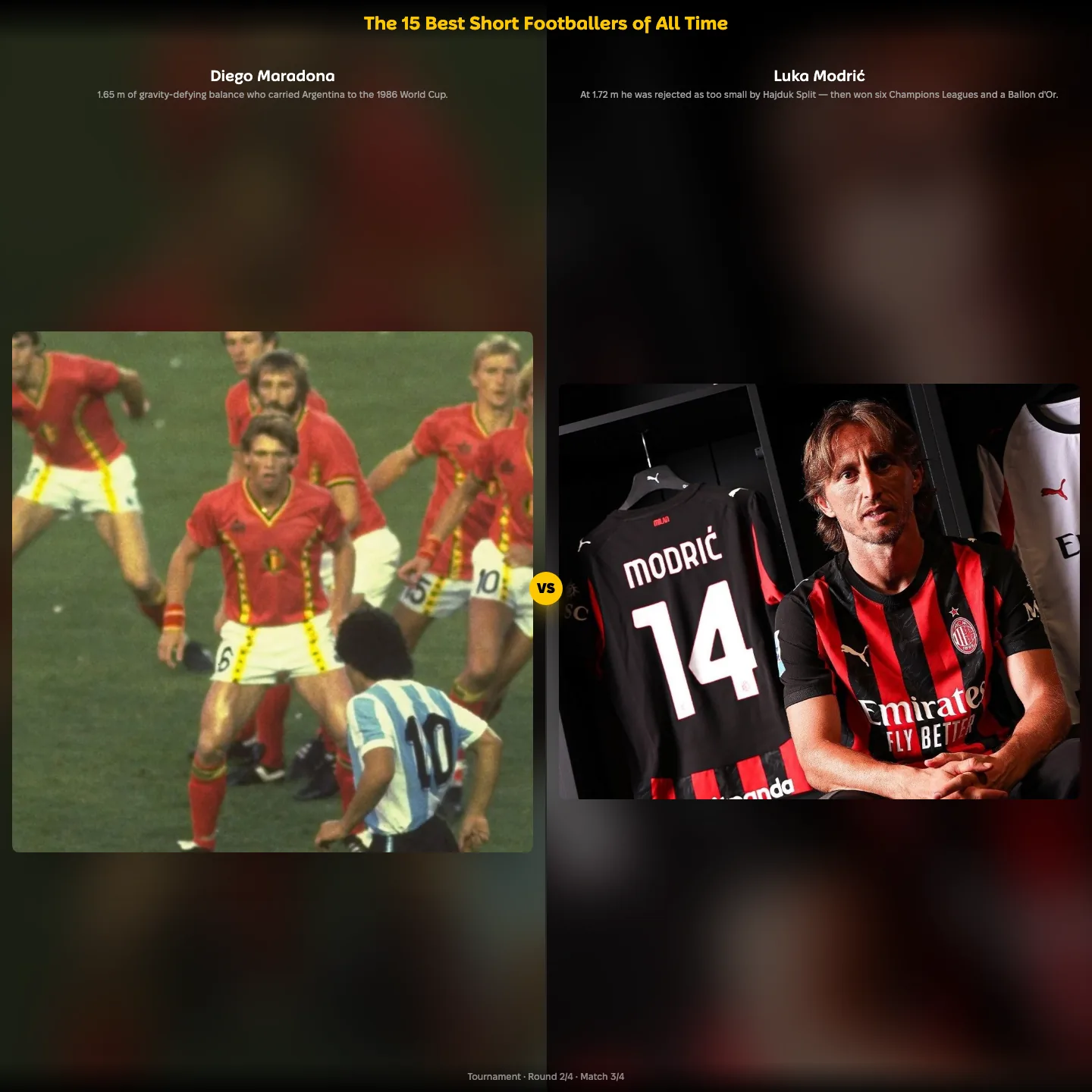 The best short footballers of all time ranked — Diego Maradona against Luka Modrić