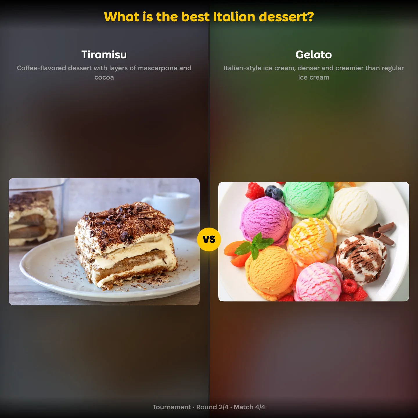 The best Italian dessert ranked, with Tiramisu against Gelato