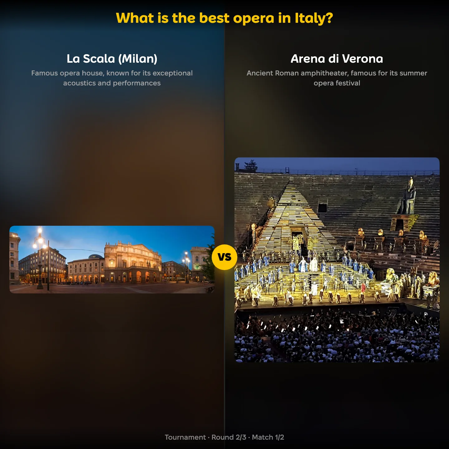 The best opera house in Italy ranked, with La Scala in Milan against the Arena di Verona