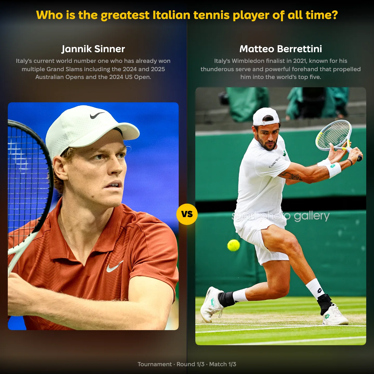 The greatest Italian tennis player of all time, ranked — Jannik Sinner versus Matteo Berrettini
