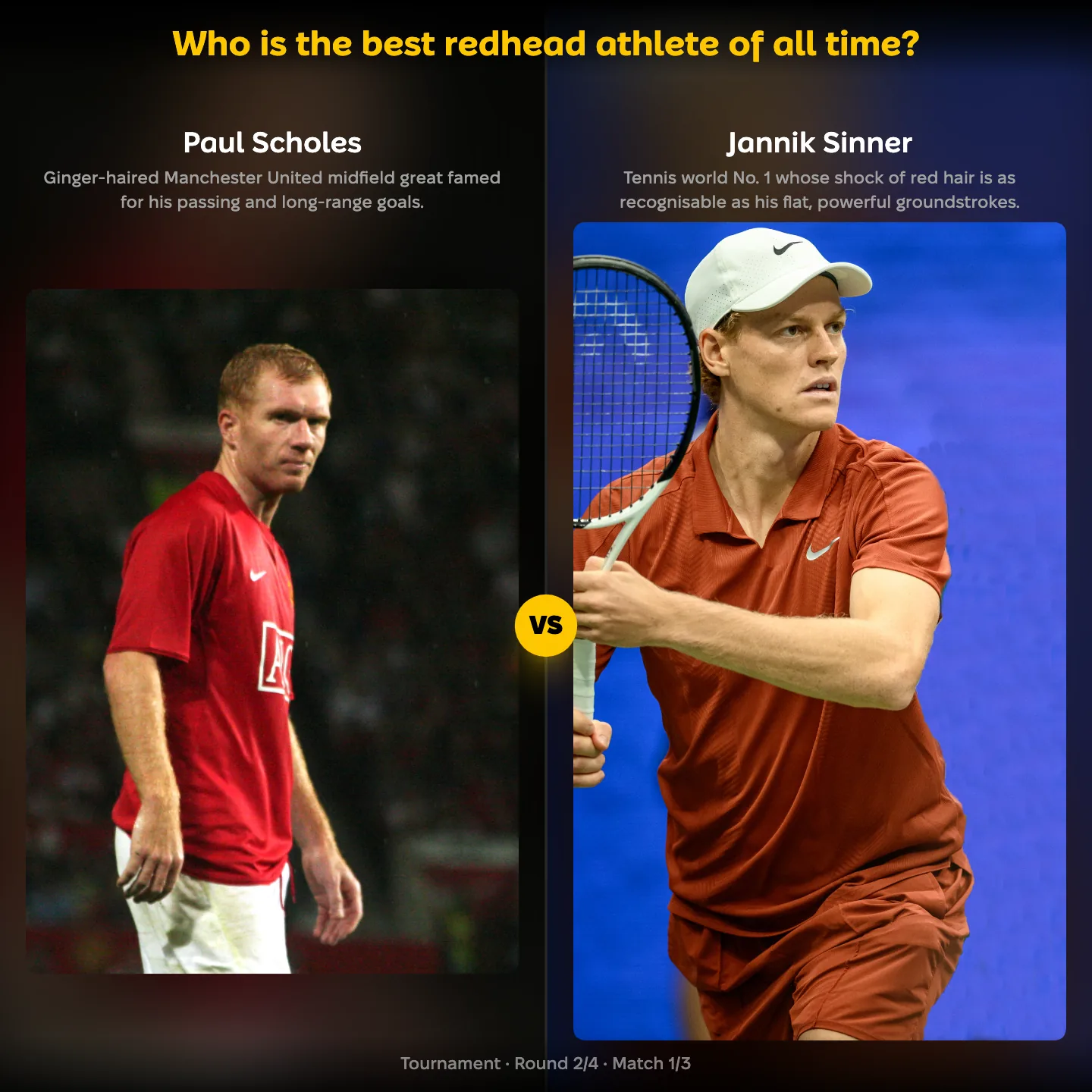The best redhead athlete of all time, ranked — Paul Scholes versus Jannik Sinner