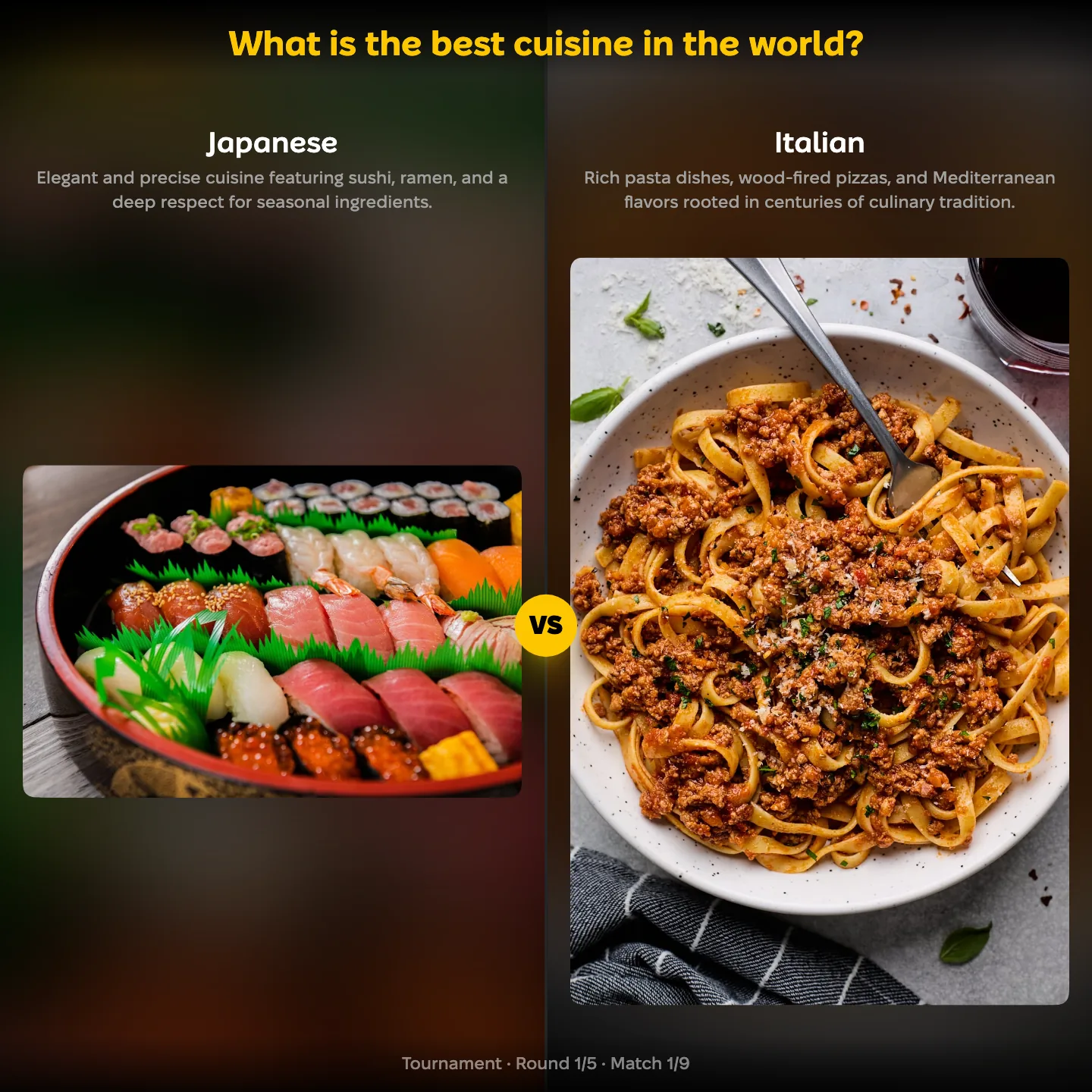 What is the best cuisine in the world? ranking — Japanese cuisine against Italian
