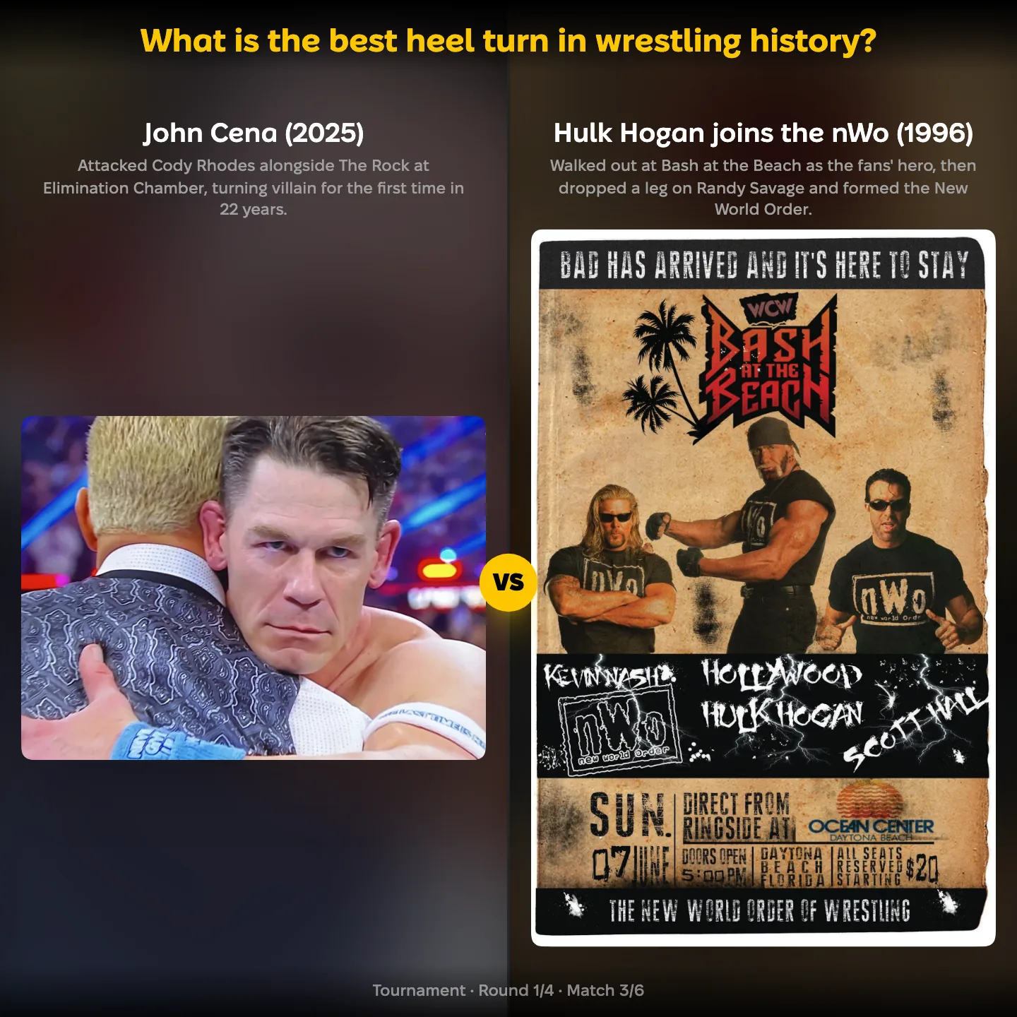 The best heel turn in wrestling history ranking, John Cena's 2025 turn against Hulk Hogan joining the nWo