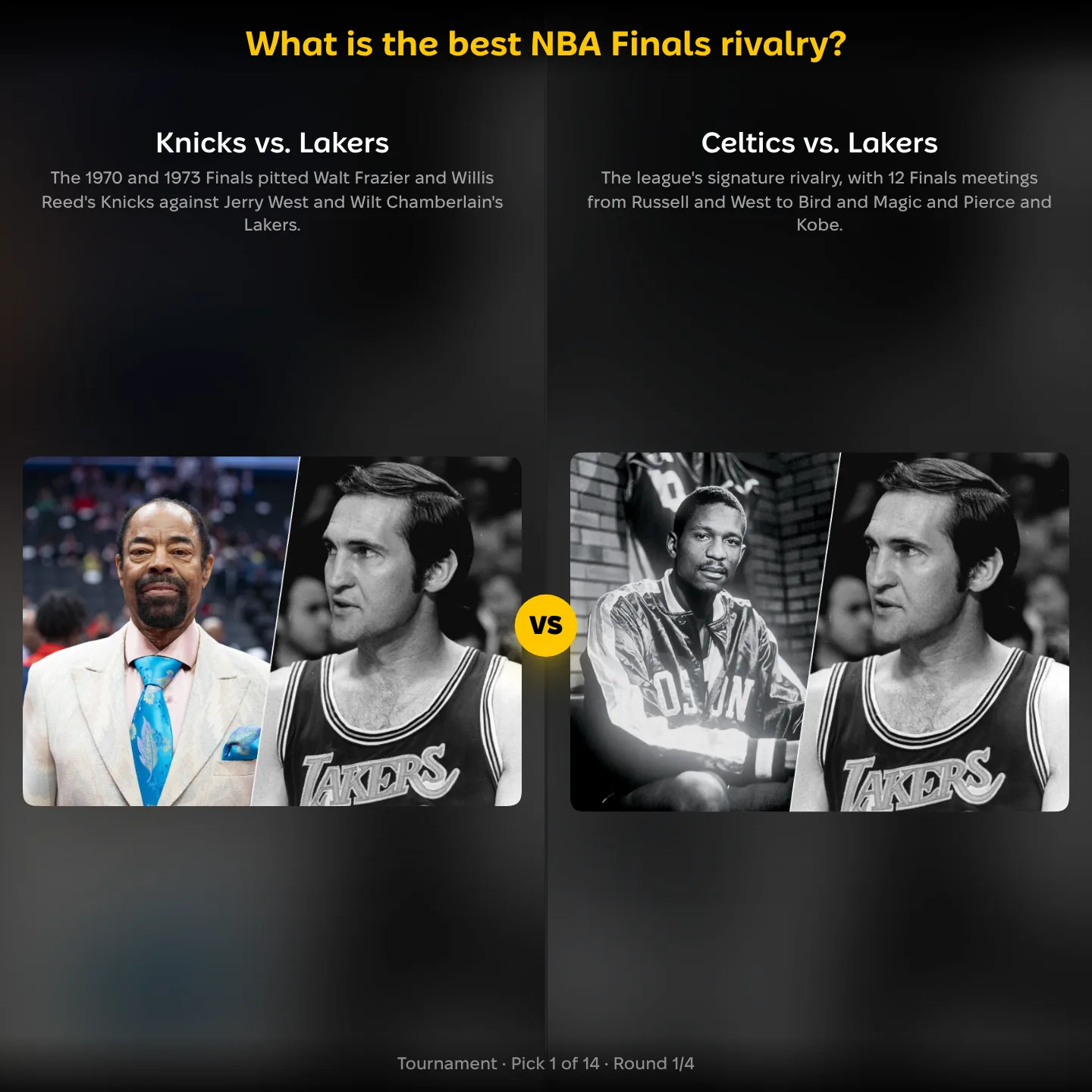 Knicks vs Lakers against Celtics vs Lakers in the ranking of the best NBA Finals rivalries