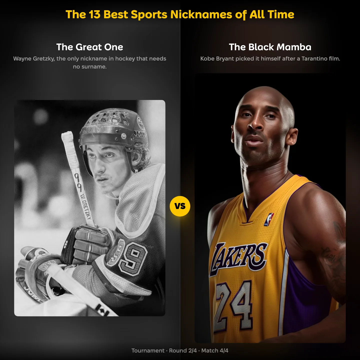The 13 best sports nicknames of all time ranked, with The Great One against The Black Mamba