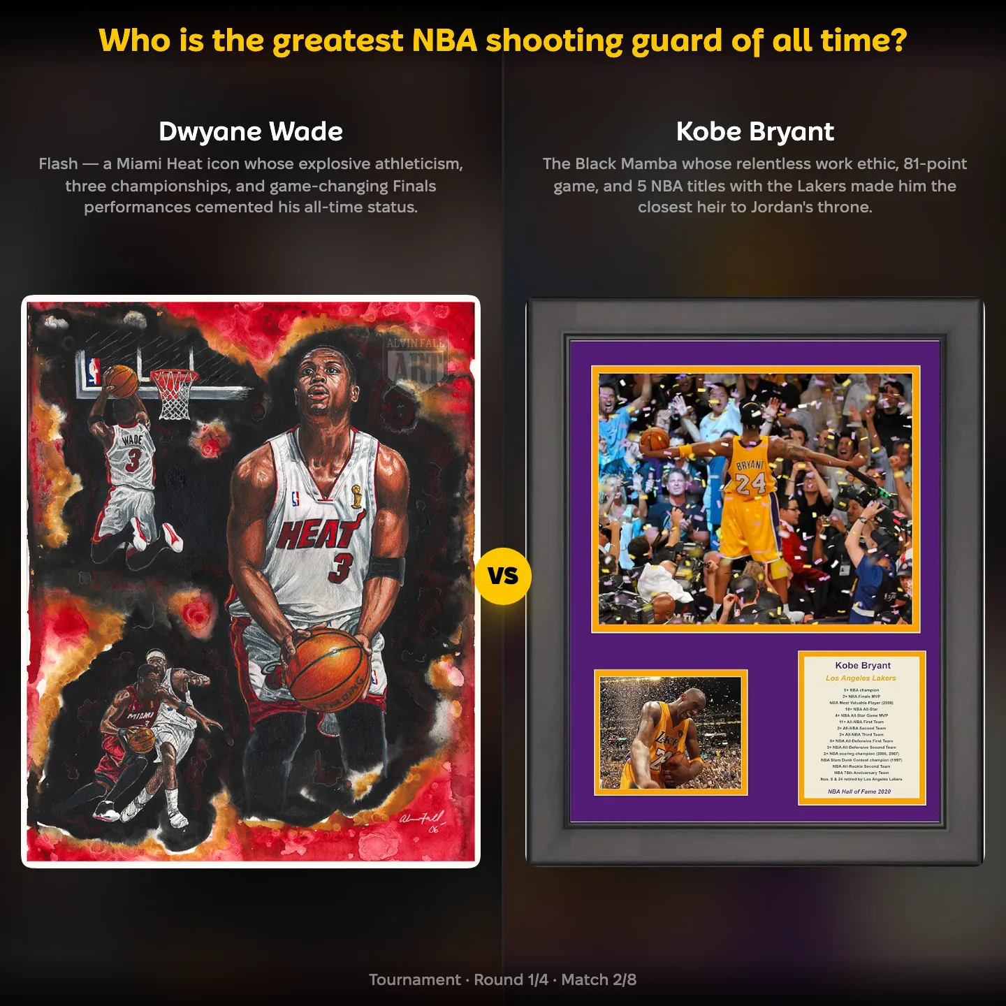 The greatest NBA shooting guard of all time ranked, with Dwyane Wade against Kobe Bryant