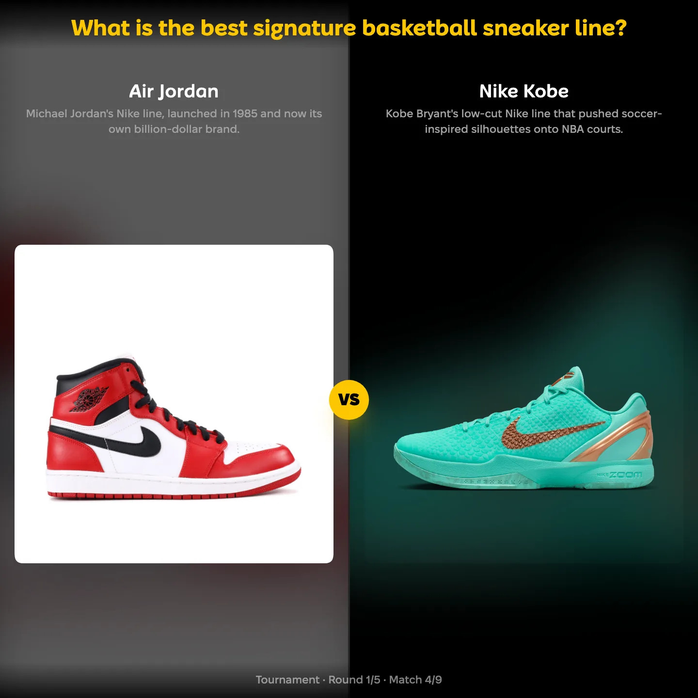 The best signature basketball sneaker line ranked, with Air Jordan against Nike Kobe