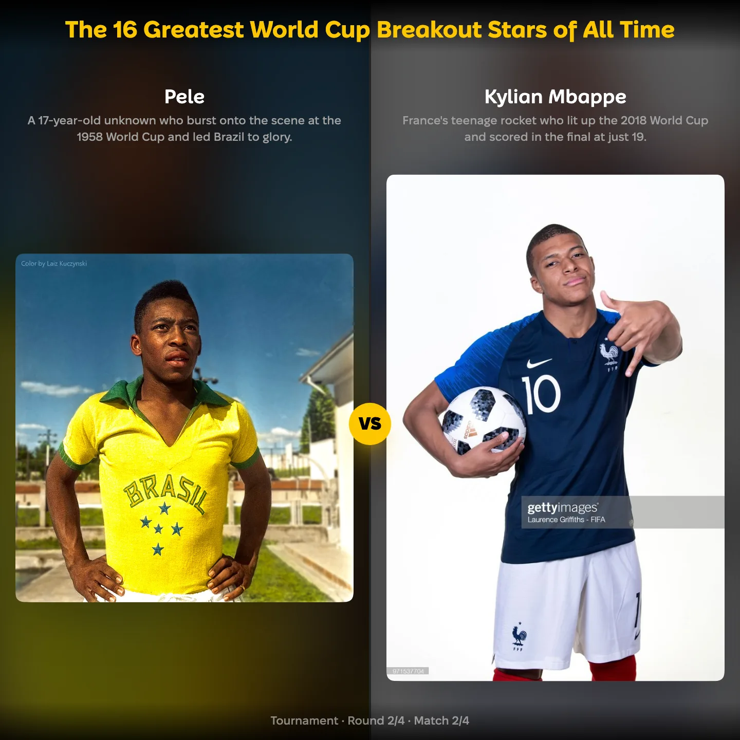 Greatest World Cup breakout stars of all time ranking, Kylian Mbappé against Pelé