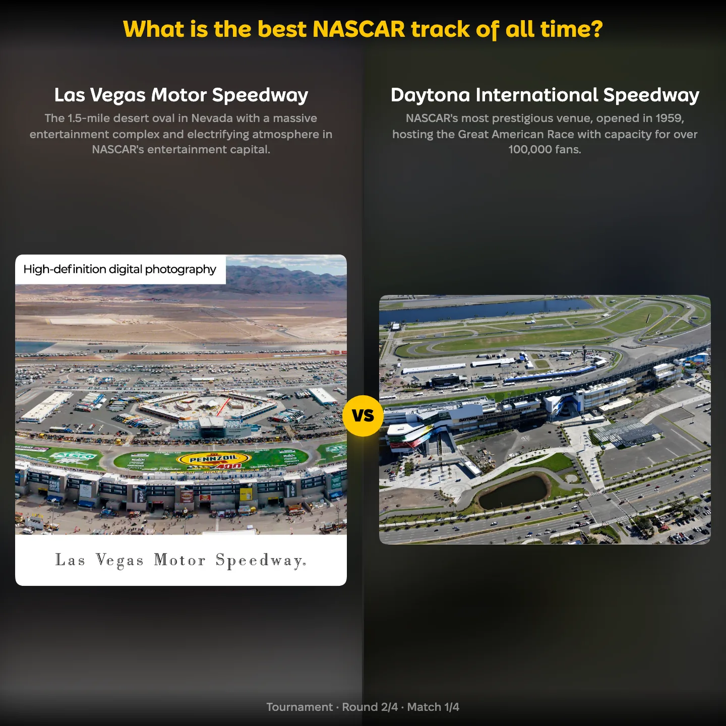 The best NASCAR track of all time, with Las Vegas Motor Speedway against Daytona International Speedway