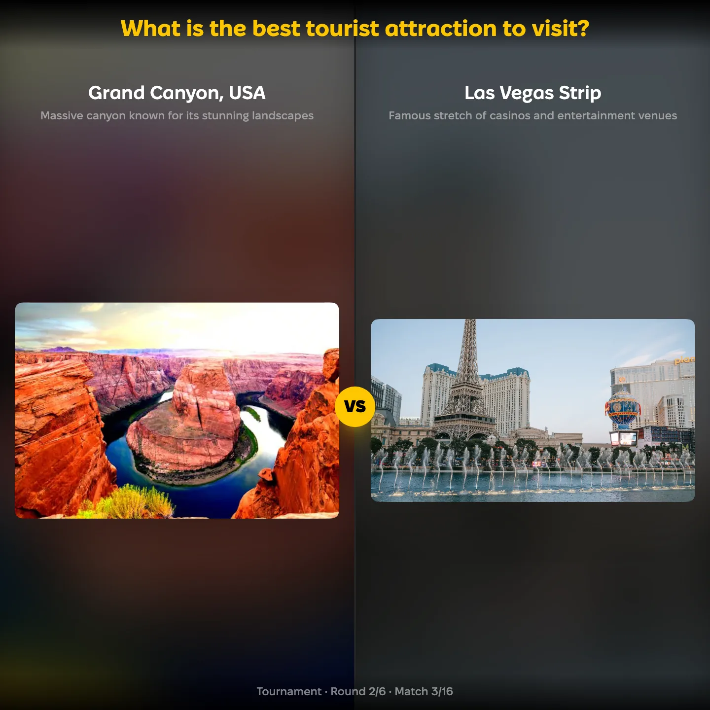 The best tourist attraction to visit, with the Las Vegas Strip against the Grand Canyon