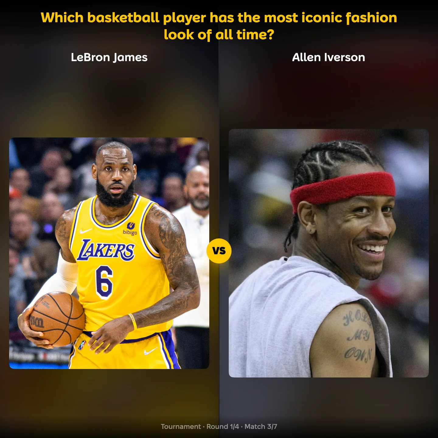 The most iconic fashion look in basketball ranked, with LeBron James against Allen Iverson