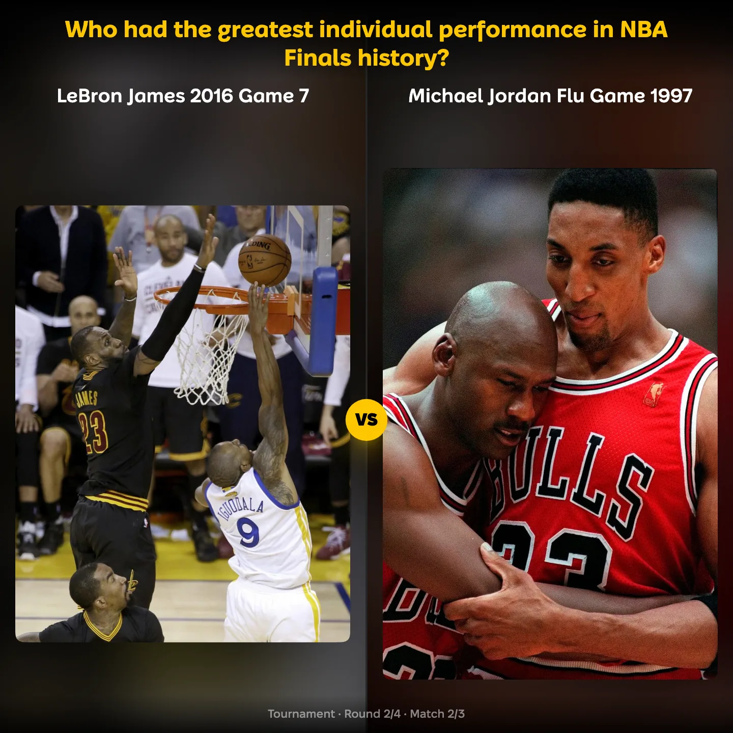 The greatest individual performance in NBA Finals history ranked, with LeBron James's 2016 Game 7 against Michael Jordan's 1997 Flu Game