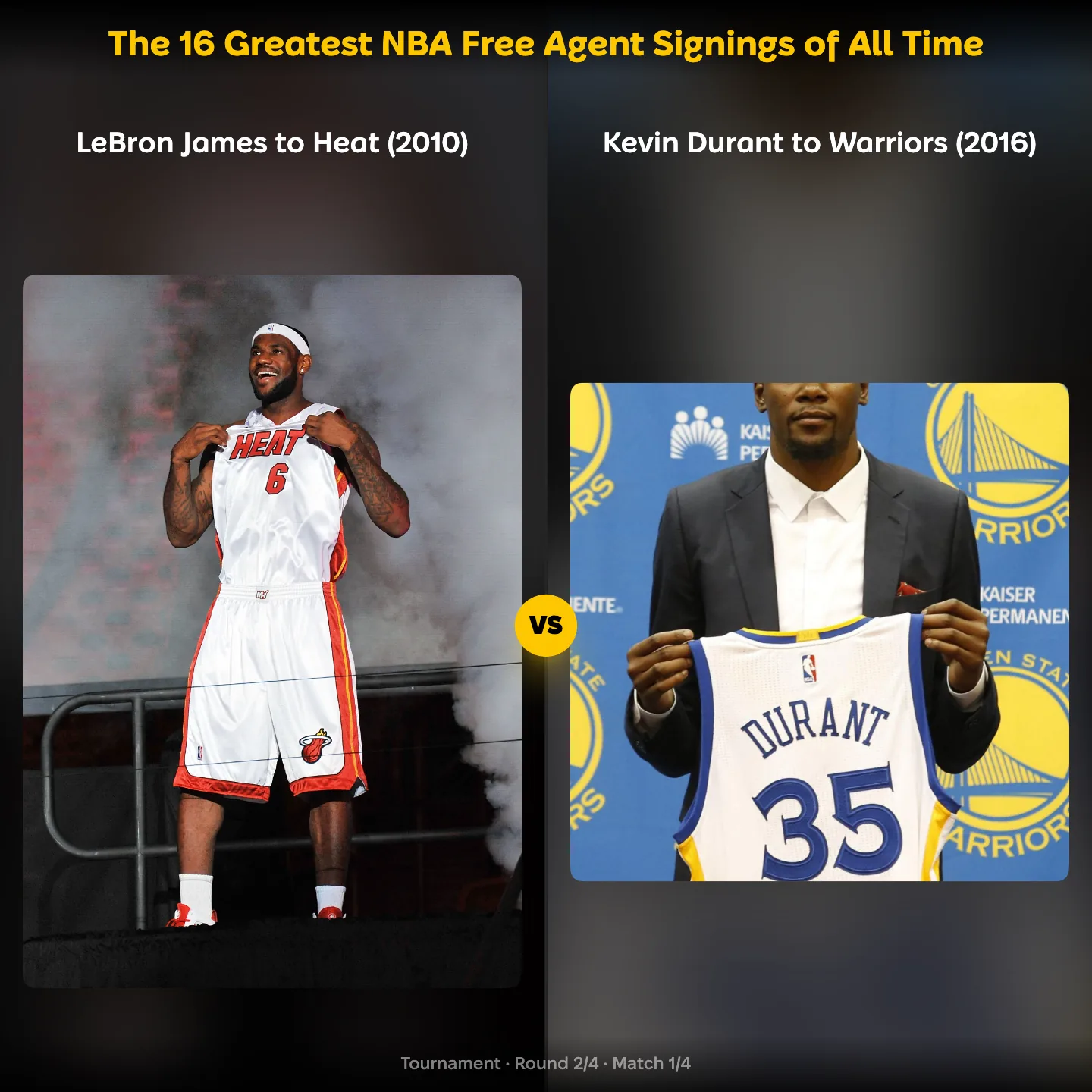The 16 greatest NBA free agent signings of all time ranked, with LeBron James to the Heat against Kevin Durant to the Warriors