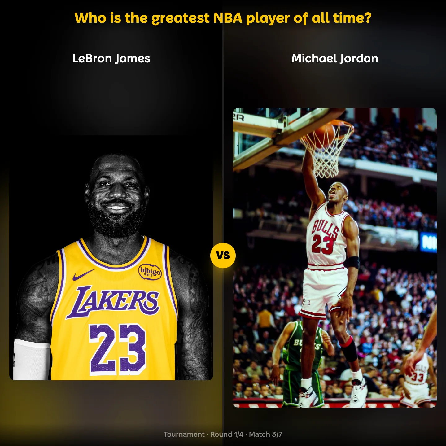 The greatest NBA player of all time ranked, with LeBron James against Michael Jordan
