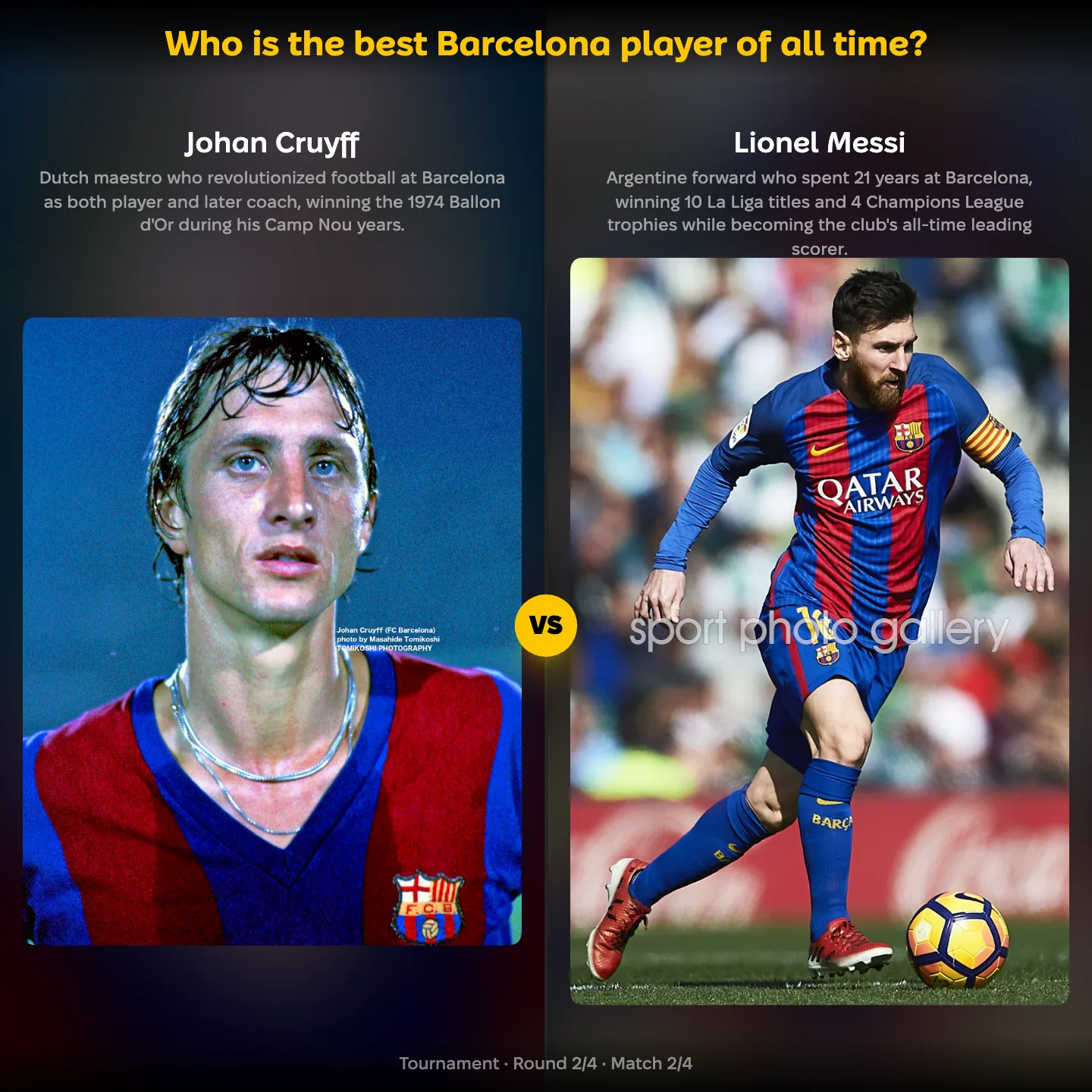 The best Barcelona player of all time ranked, Lionel Messi against Johan Cruyff